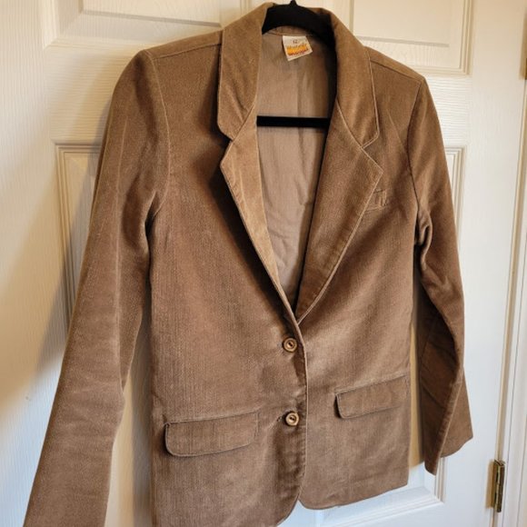 Wrangler Jackets & Blazers - Vintage 70s Wrangler Misses Size 12 Grandpa Jacket Brown Velvety West